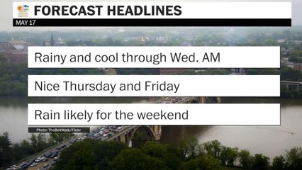 Rainy and cool through Wednesday morning