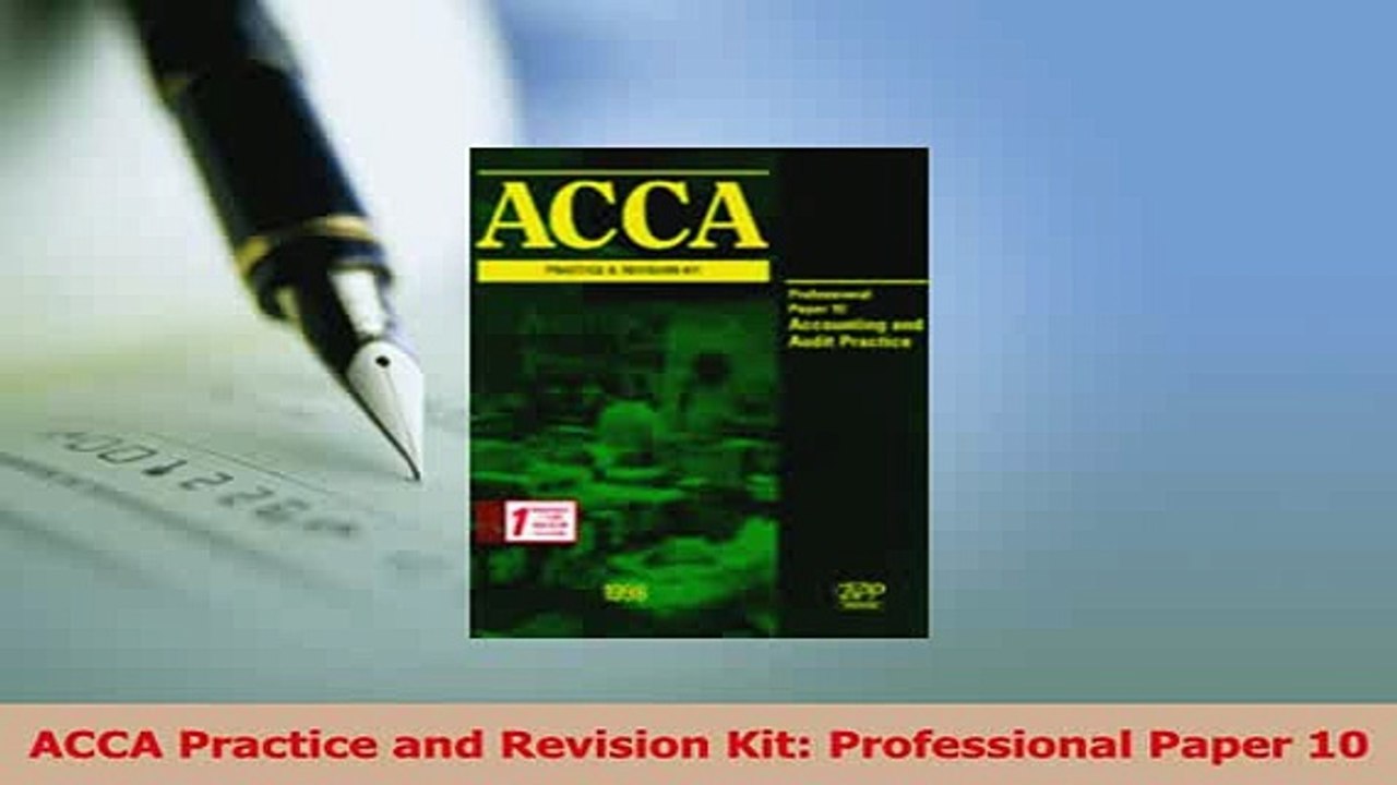 Download  ACCA Practice and Revision Kit Professional Paper 10 PDF Online