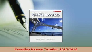PDF  Canadian Income Taxation 20152016 Download Online