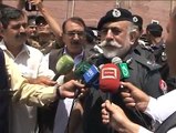 IGP KP, Mr. Nasir Khan Durrani, talking to Media during his visit to Police School of Public Disorder & Riot Management.