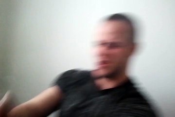 Crazy guy smokes the cigaret with his noise