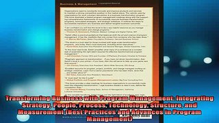 READ book  Transforming Business with Program Management Integrating Strategy People Process Full Free