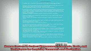 READ book  Human Factors in Project Management Concepts Tools and Techniques for Inspiring Teamwork Full EBook