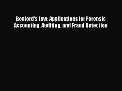 Download Benford's Law: Applications for Forensic Accounting Auditing and Fraud Detection Ebook