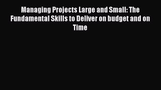 Read Managing Projects Large and Small: The Fundamental Skills to Deliver on budget and on