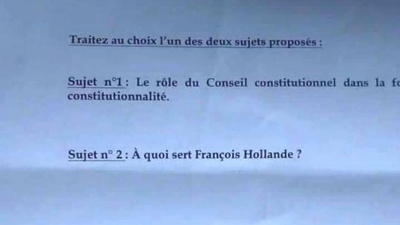 "À quoi sert François Hollande ?" : l'étonnant sujet d'examen d'une fac de droit !