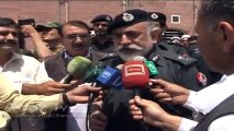 IGP KP, Mr. Nasir Khan Durrani, talking to Media during his visit to Police School of Public Disorder & Riot Management, Mardan.