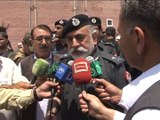 IGP KP, Mr. Nasir Khan Durrani, talking to Media during his visit to Police School of Public Disorder & Riot Management,