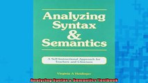 FREE DOWNLOAD  Analyzing Syntax  Semantics Textbook  DOWNLOAD ONLINE