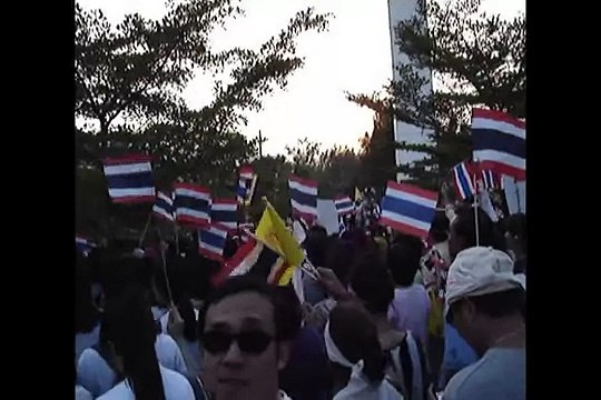 Thailand national anthem, JJ market, BKK, April 24, 2010