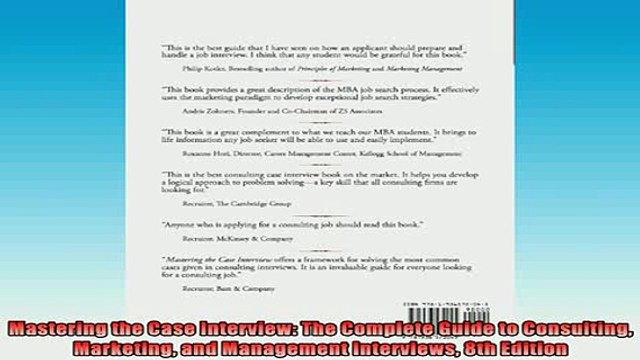 READ book Mastering the Case Interview The Complete Guide to Consulting Marketing and Management Online Free