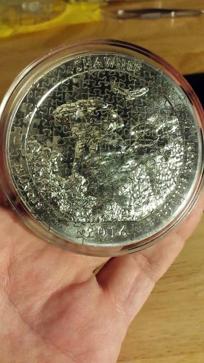 Un puzzle de 130 pièces en argent massif d'une pièce de dollars