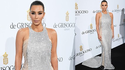 Kim Kardashian SPARKLES In Shimmery Diamond Gown