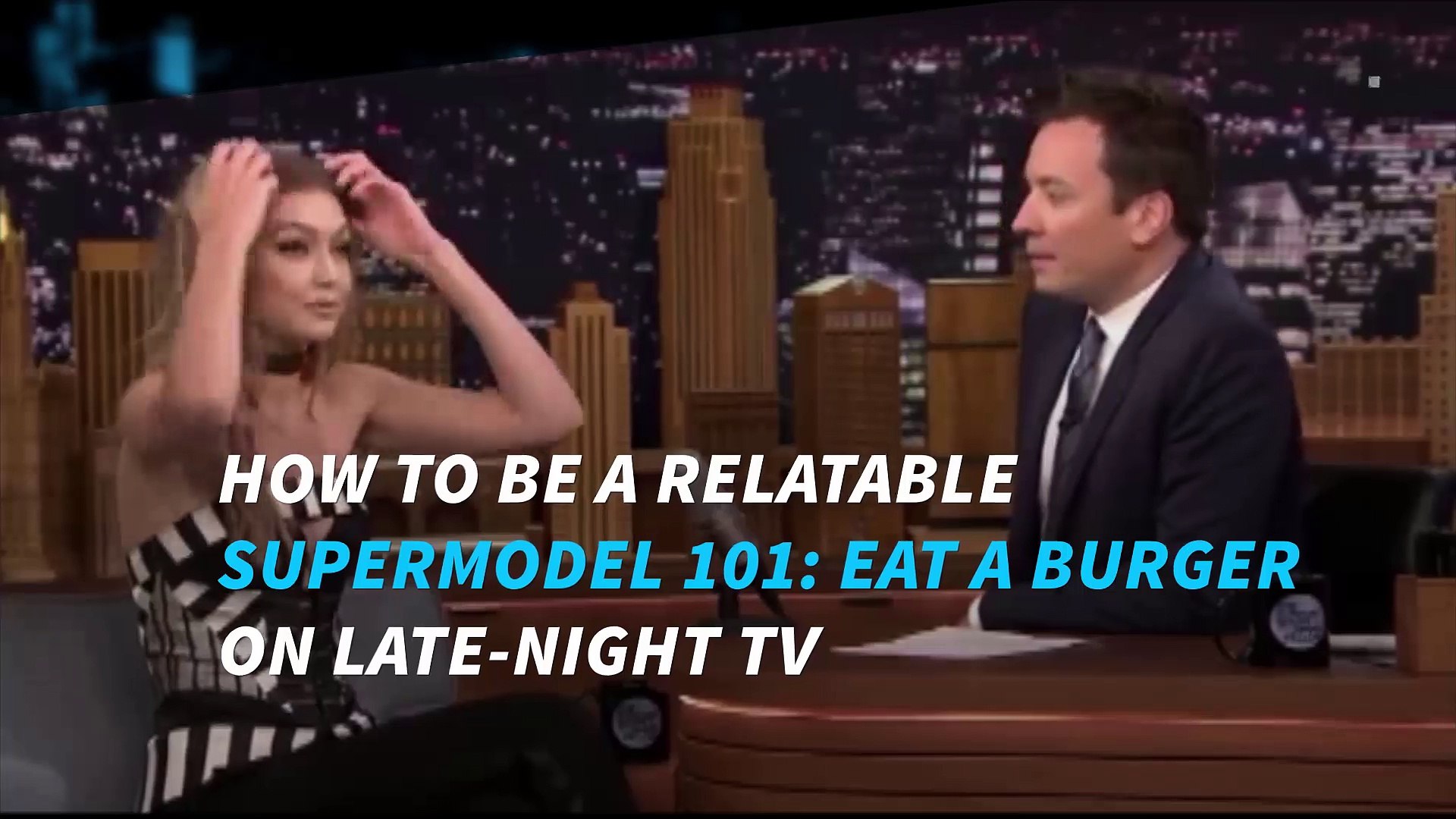 Watch Brave Supermodel Gigi Hadid Dares To Eat Burger On Tv