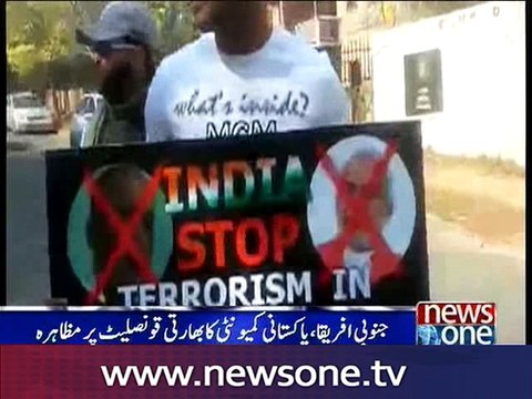 Pakistani community protest outside Indian consulate in Johannesburg