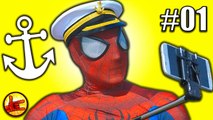 SPIDERMAN VLOG In Real Life -Spiderman showing his Boat Captain Spiderbaby Ship Superhero Fun SHMIRL (1080p)