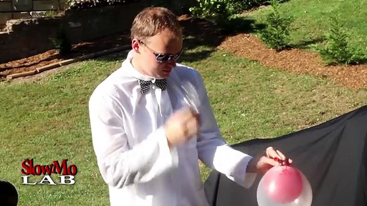 Bizarre Double Balloon Trick!!   Slow Mo Lab