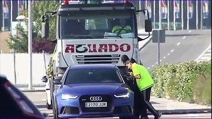 Arbeloa la lía al volante a la entrada de Valdebebas ¡Cuidado con el camión!