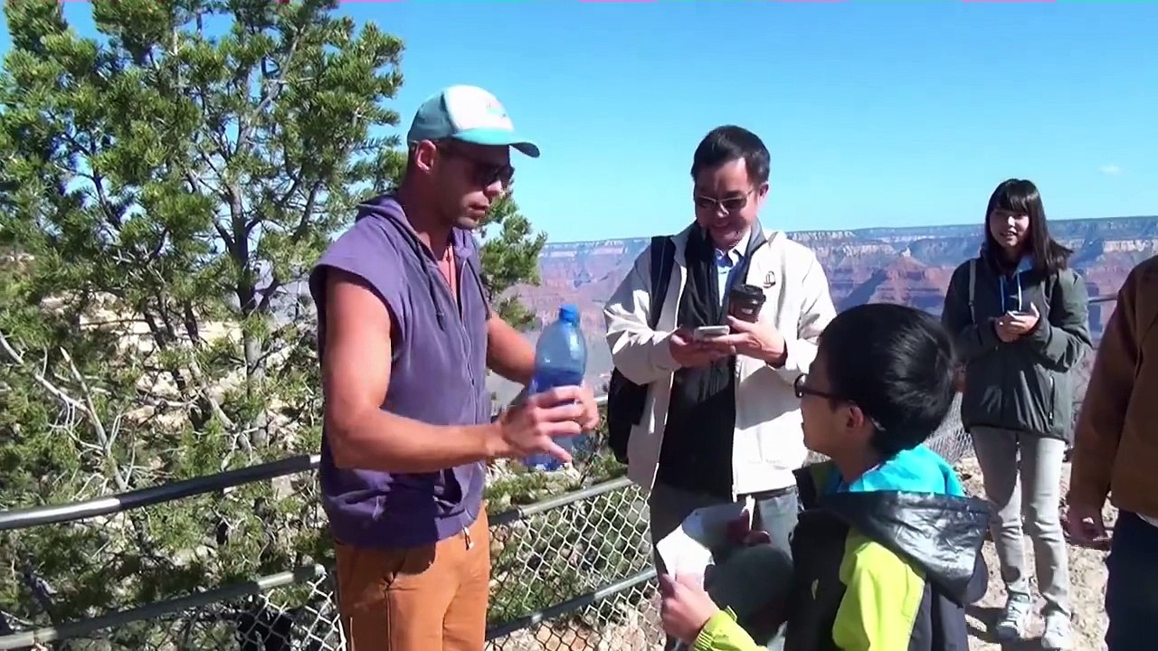 Interviewing people by Grand Canyon