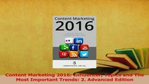 Download  Content Marketing 2016 Influencer Topics and The Most Important Trends 2 Advanced Ebook Free