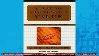 FREE PDF  Creating Shareholder Value A Guide for Managers and Investors  DOWNLOAD ONLINE