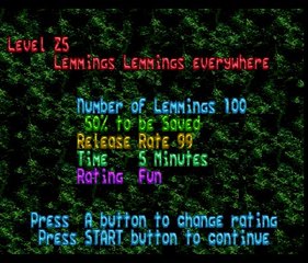 Lemmings - Sega Genesis - Fun 25 - Lemmings Lemmings everywhere.