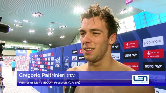 Gregorio Paltrinieri, winner of Men's 1500m Freestyle (CR-ER) – Day 10, London