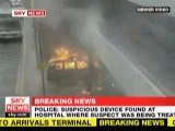 Car rams Scottish airport terminal, explodes: police