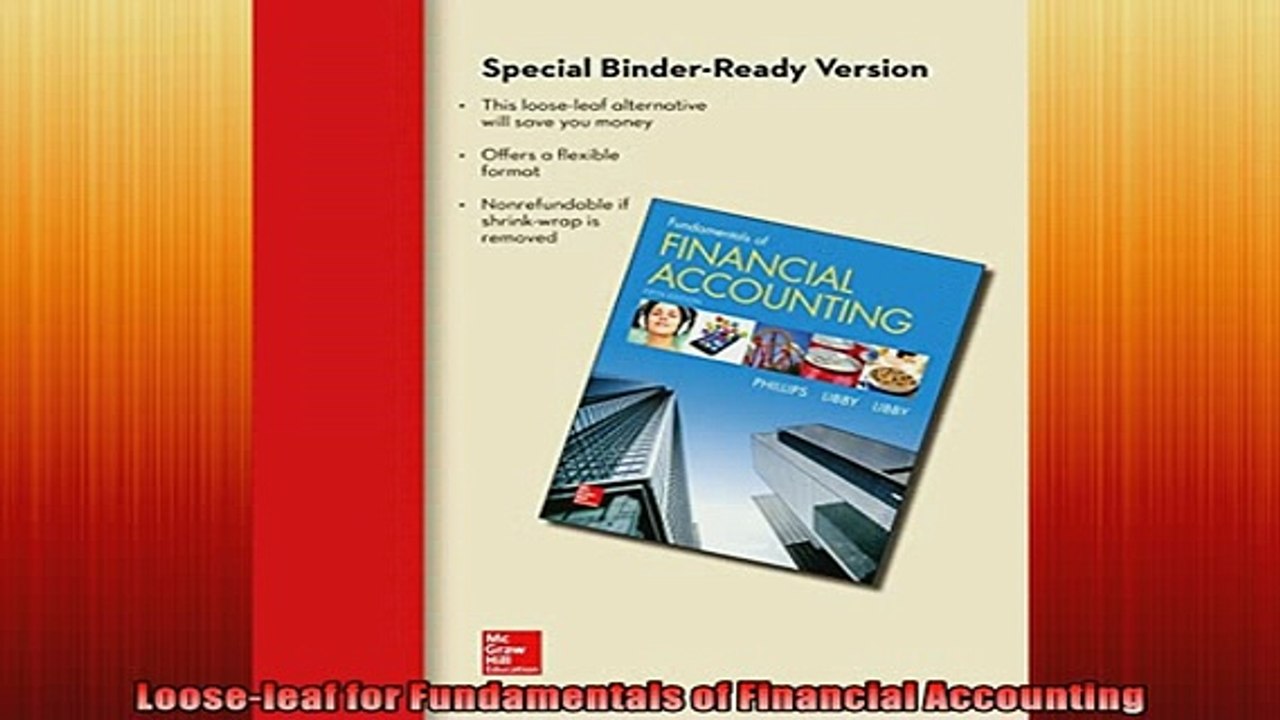 FREE DOWNLOAD  Looseleaf for Fundamentals of Financial Accounting  BOOK ONLINE