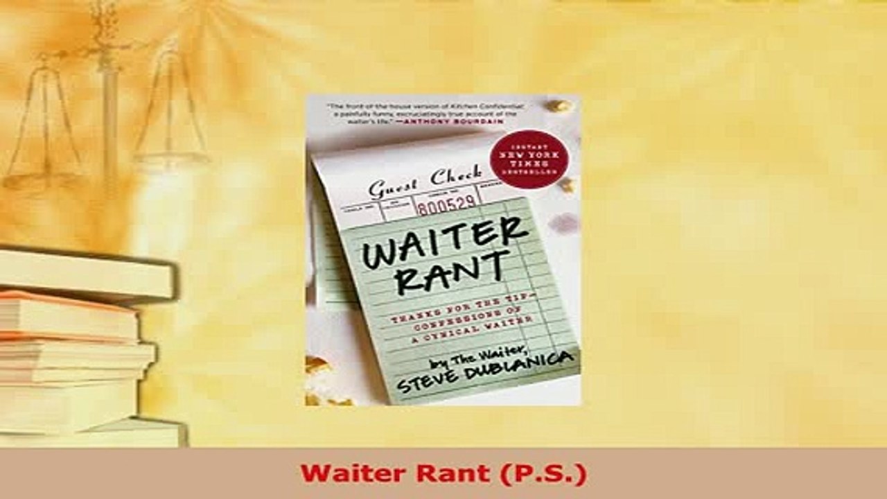 PDF  Waiter Rant PS Download Online