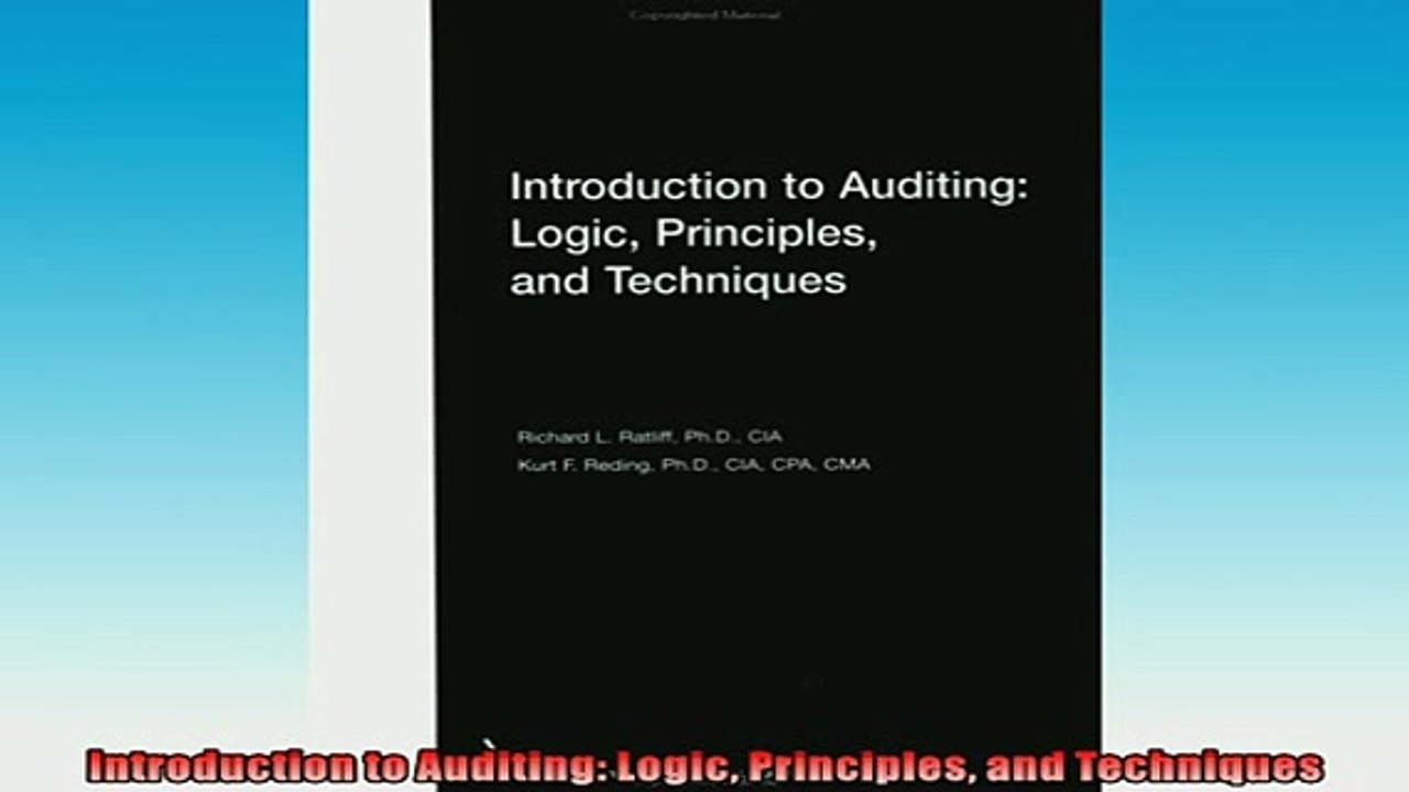 READ PDF DOWNLOAD   Introduction to Auditing Logic Principles and Techniques READ ONLINE