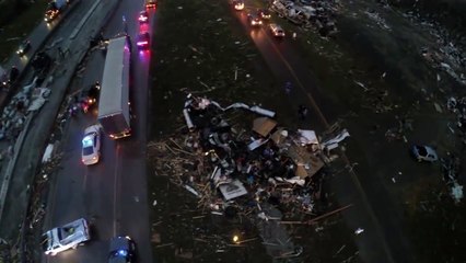 Drone Footage of tornado's destruction in Mayflower,Arkansas 4-27-2014