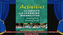 best book  Activities for Adults With Learning Disabilities Having Fun Meeting Needs