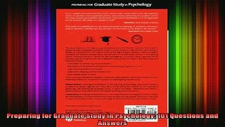 best book  Preparing for Graduate Study in Psychology 101 Questions and Answers