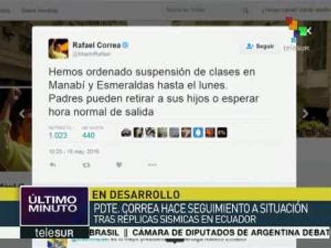 Ecuador activa protocolos de emergencia tras nuevo sismo de 6.8 grados