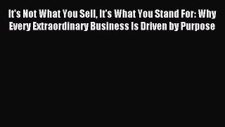 Read It's Not What You Sell It's What You Stand For: Why Every Extraordinary Business Is Driven