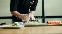 Sushi Chef Preparing Rolls Using a Bamboo Mat - Stock Footage | VideoHive 15554692
