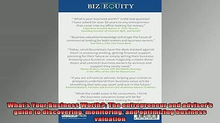 READ book  Whats Your Business Worth The entrepreneur and advisors guide to discovering Free Online