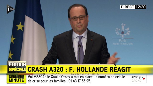 L’avion d'EgyptAir s'est abîmé selon François Hollande