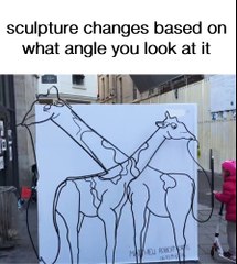 A sculpture that changes shape based on the angle of vision! Brilliant!