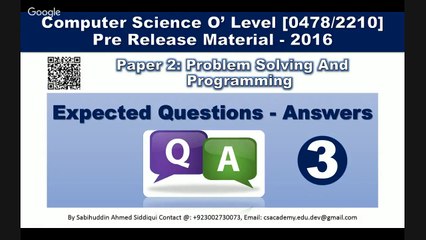 Pre Release Expected Questions CS2210/0478- 2016 Part 3
