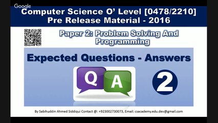 Pre Release Expected Questions CS2210-2016 Part 2