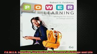 FREE PDF  POWER Learning Strategies for Success in College and Life  FREE BOOOK ONLINE