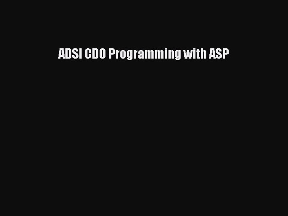 Download ADSI CDO Programming with ASP PDF Online