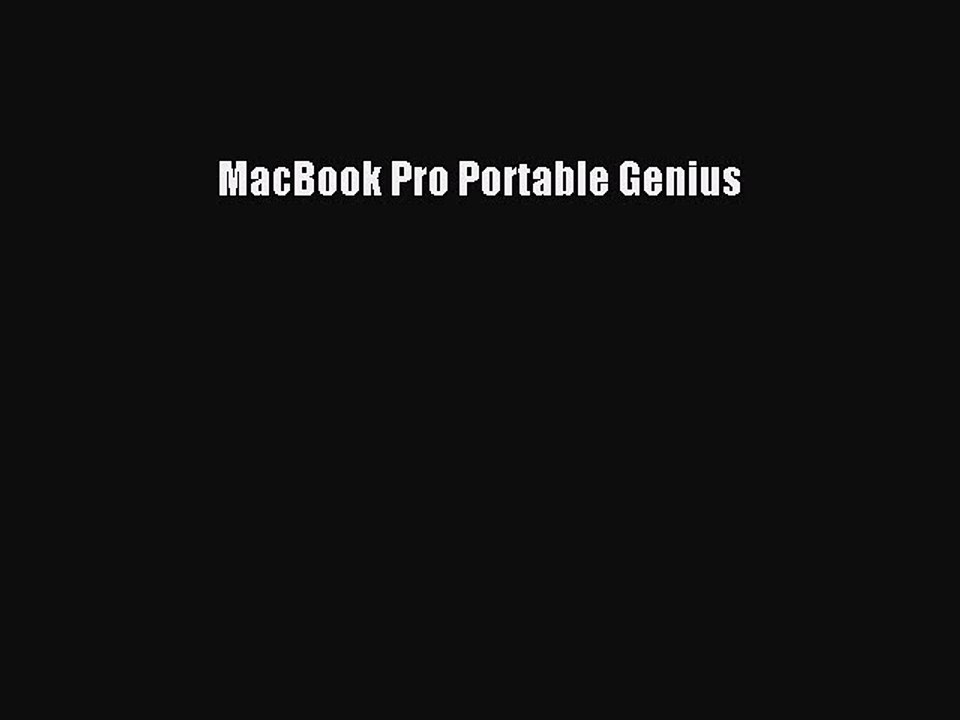 Download MacBook Pro Portable Genius ebook textbooks