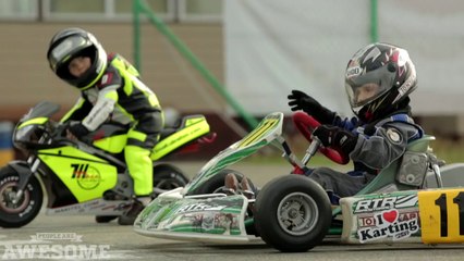 Two year old motorcycle racer!   People are Awesome