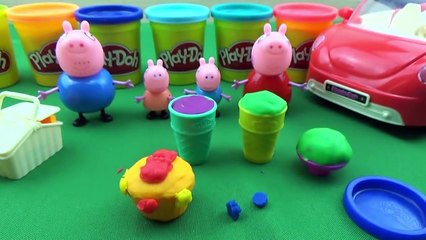 Playdoh peppa pig with ice cream, cupcakes and add play doh plus frosting