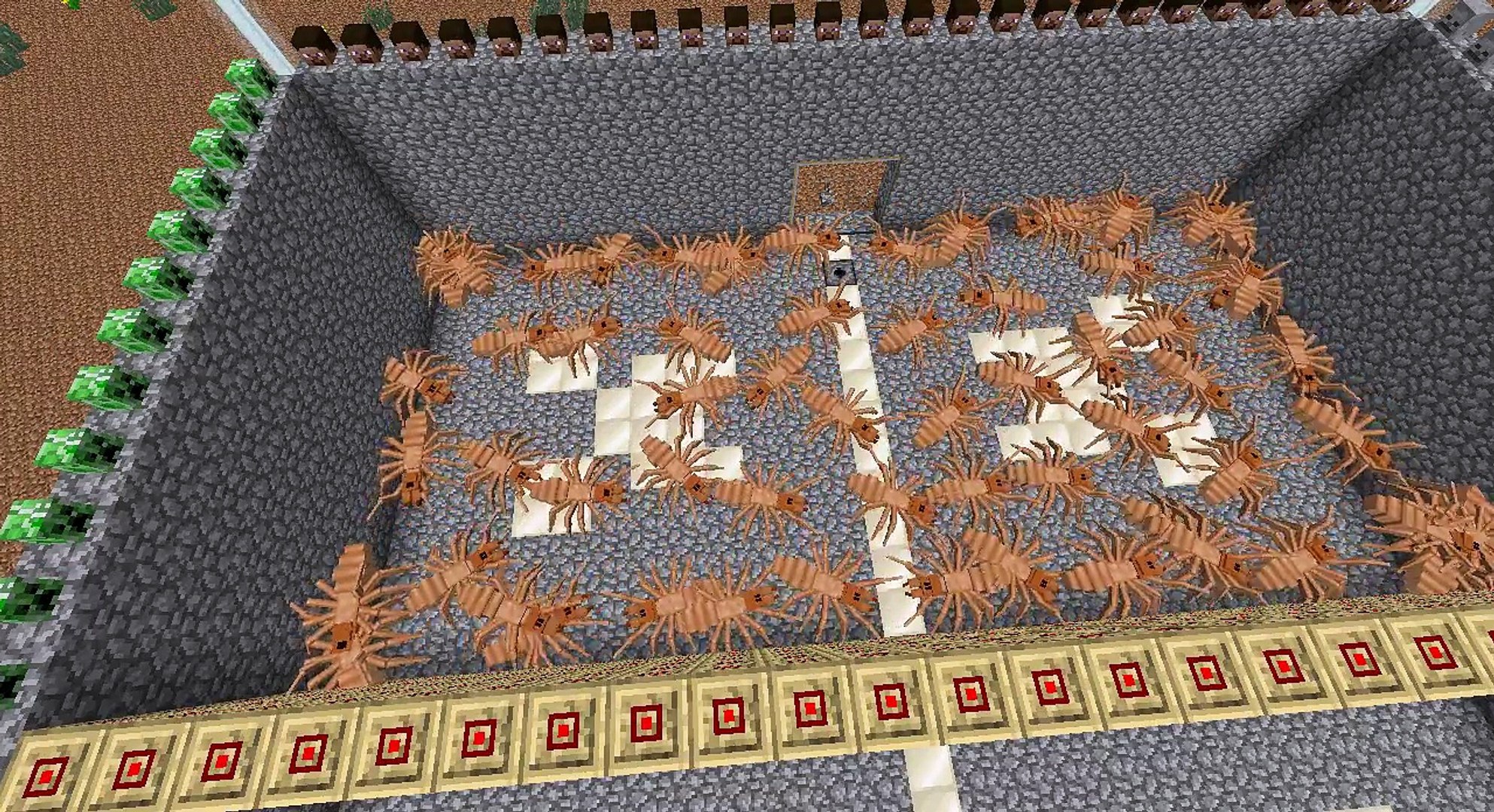 ⁣Minecraft Эксперименты - Голем VS 64 Различных пауков Часть 2 - Полу-видео
