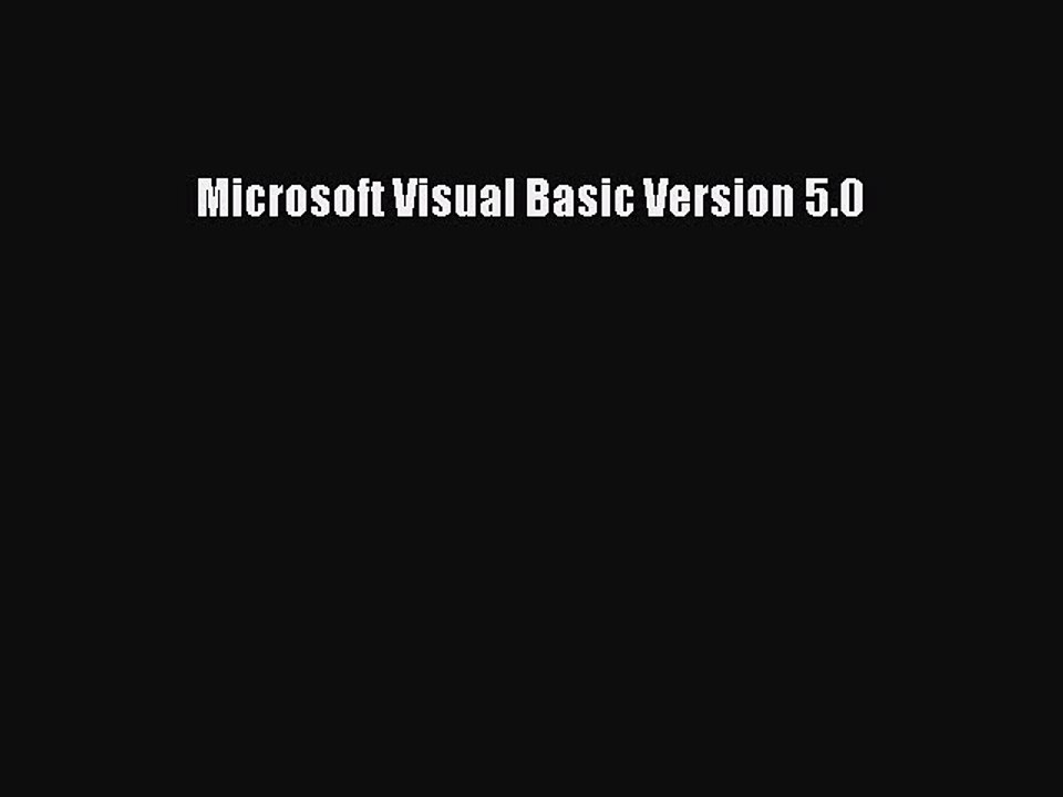 Read Microsoft Visual Basic Version 5.0 Ebook Free