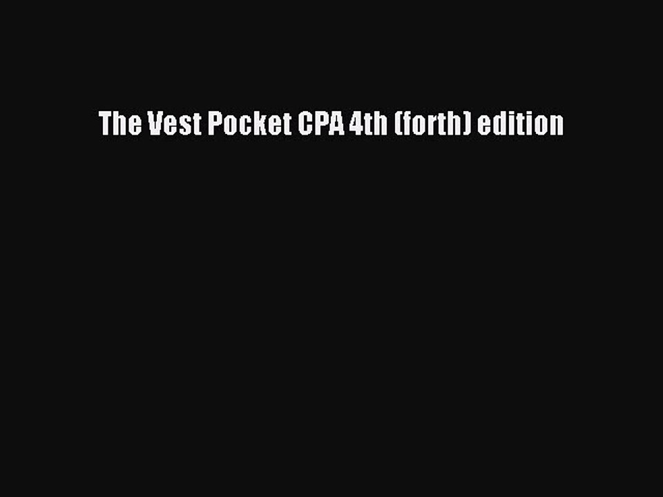 Download The Vest Pocket CPA 4th (forth) edition PDF Online